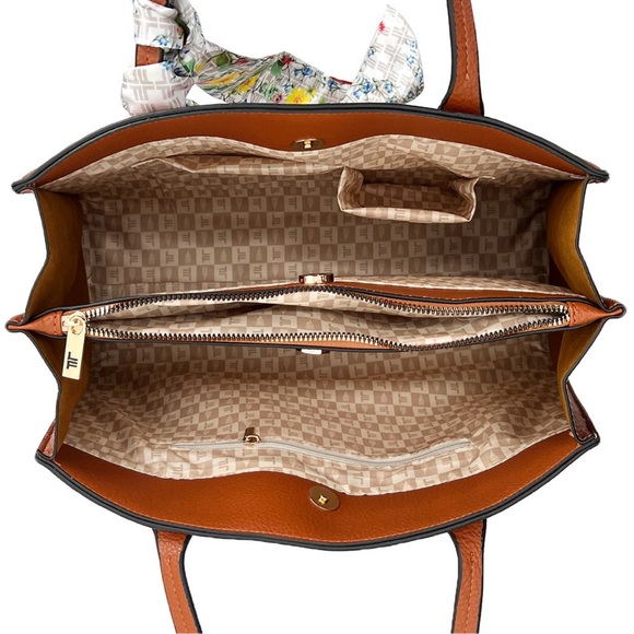 NEW London Fog Shoulder Bag with Silk Ribbon Red Floral Print - Picture 4 of 15